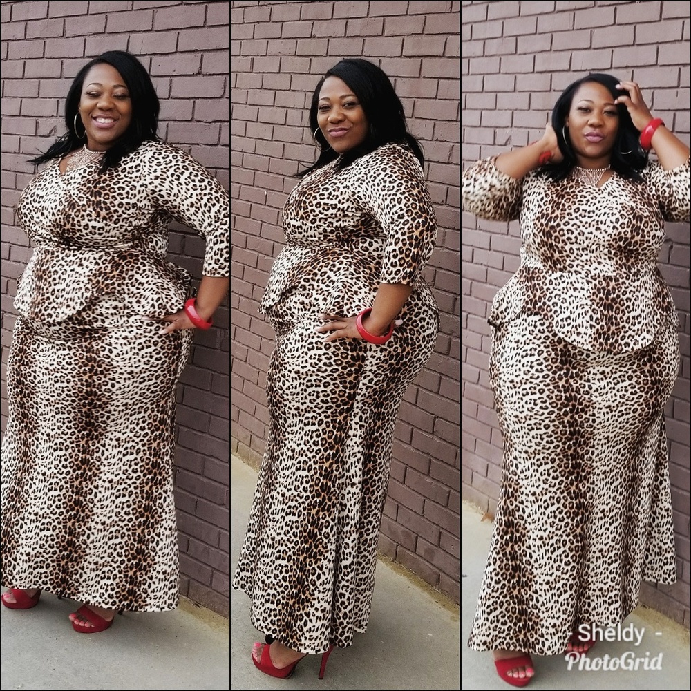 ELEGANT LEOPARD PEPLUM DRESS